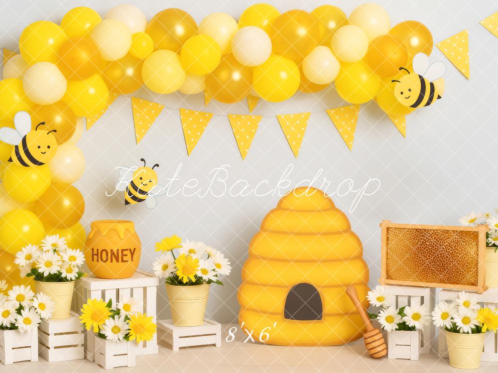 Kate Cake Smash Bee Hive Honeycomb Balloon Backdrop Designed by Patty Robert - Image 5