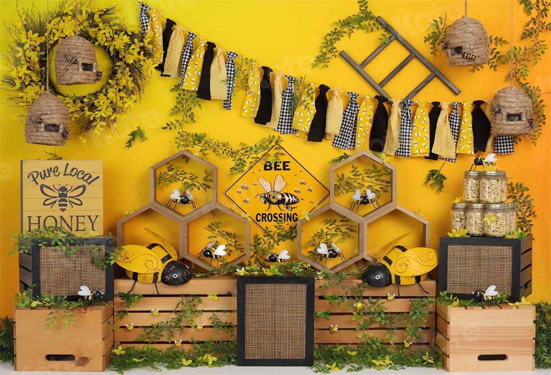 Kate Cake Smash Bee Honey Backdrop for Photography