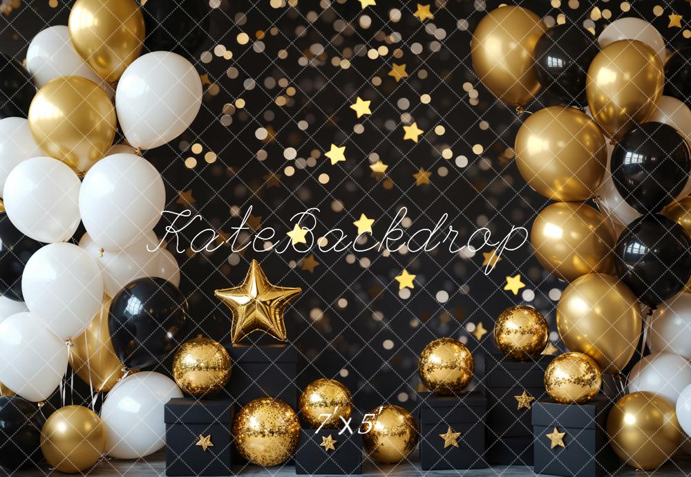 Kate Cake Smash Gold&Black Balloon Backdrop Designed by Emetselch