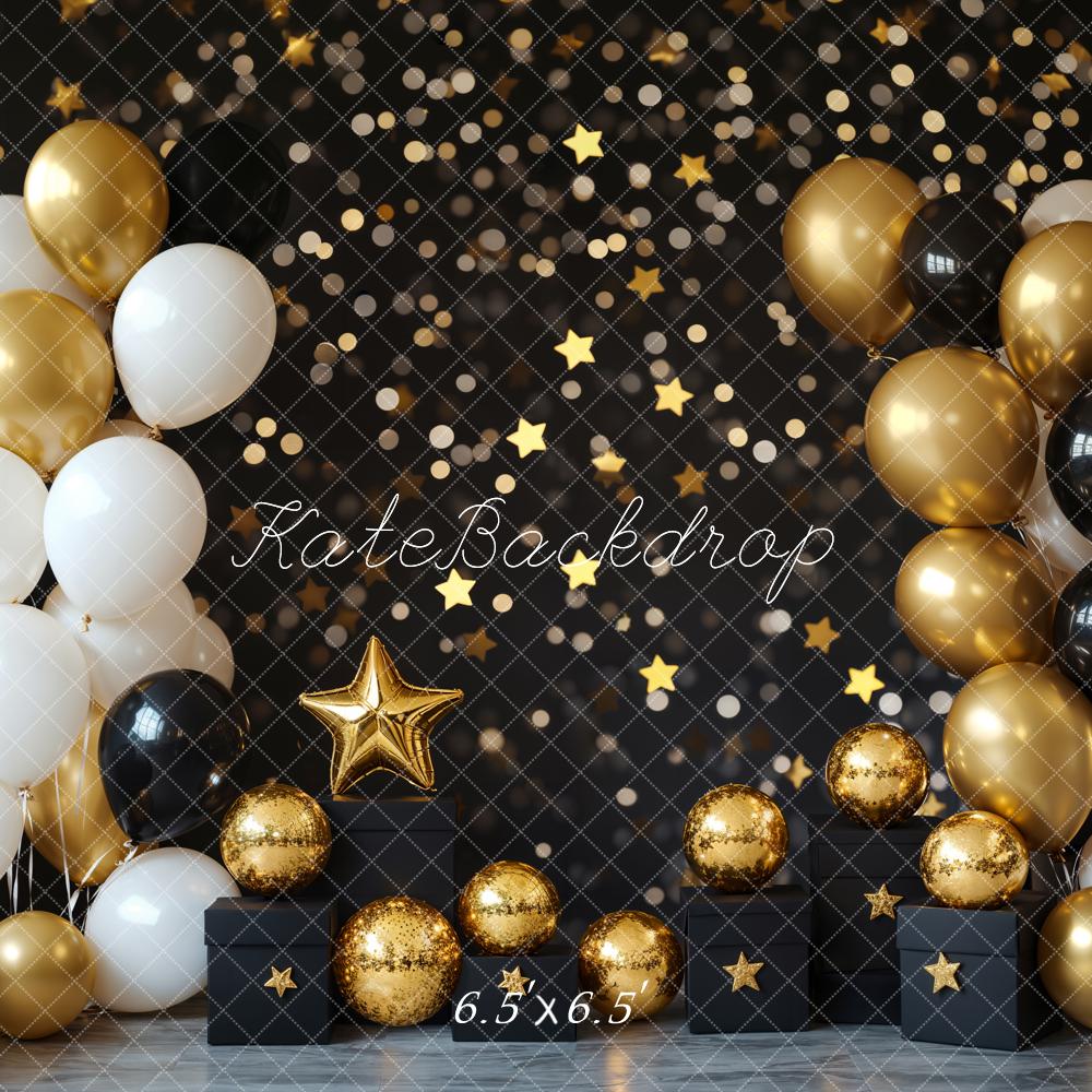 Kate Cake Smash Gold&Black Balloon Backdrop Designed by Emetselch - Image 2