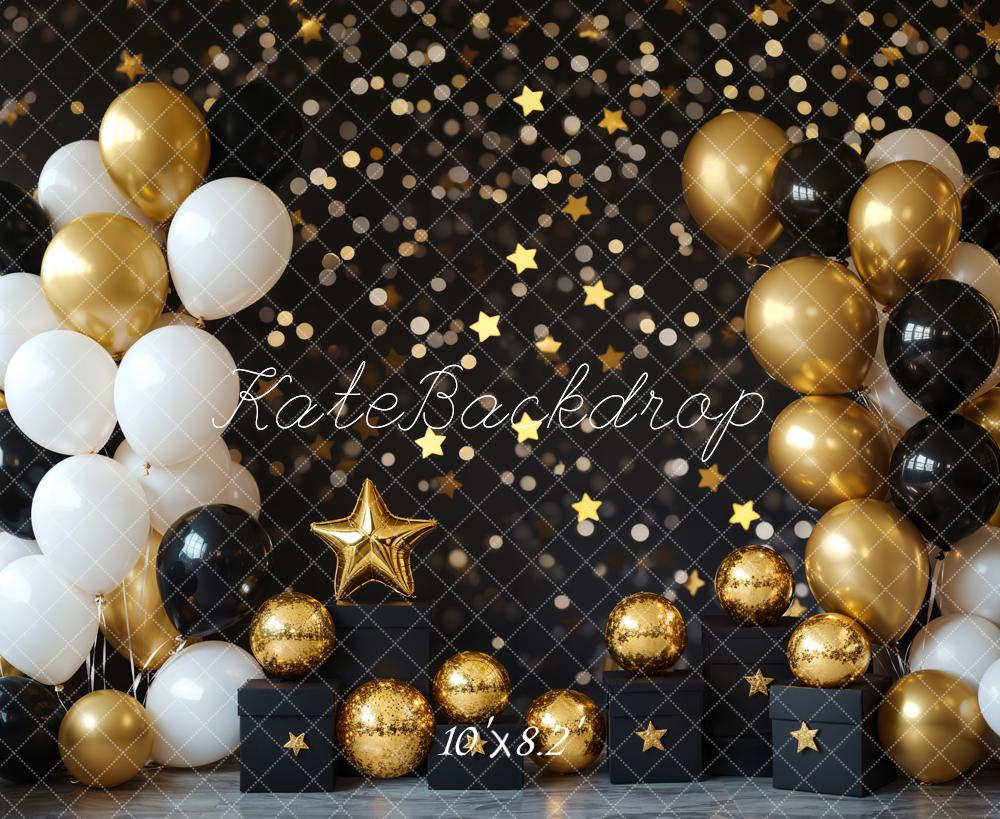 Kate Cake Smash Gold&Black Balloon Backdrop Designed by Emetselch - Image 5