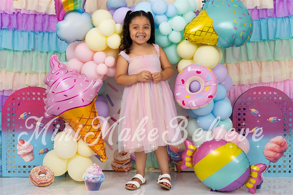 Kate Cake Smash Ice Cream Balloons Arch Backdrop Designed by Mini MakeBelieve