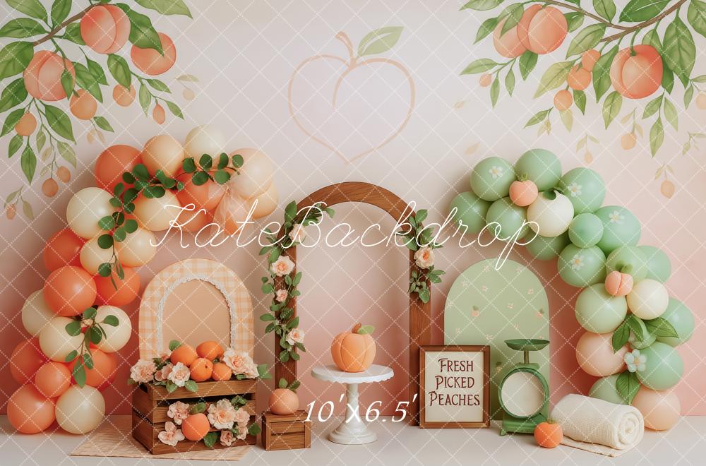 Kate Cake Smash Peach Balloon Arch Backdrop Designed by Patty Robert - Image 8