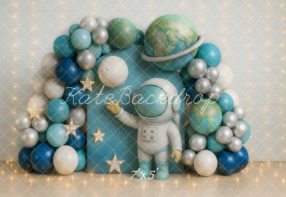Kate Cake Smash Space Astronaut Balloon Backdrop Designed by Ashley Paul