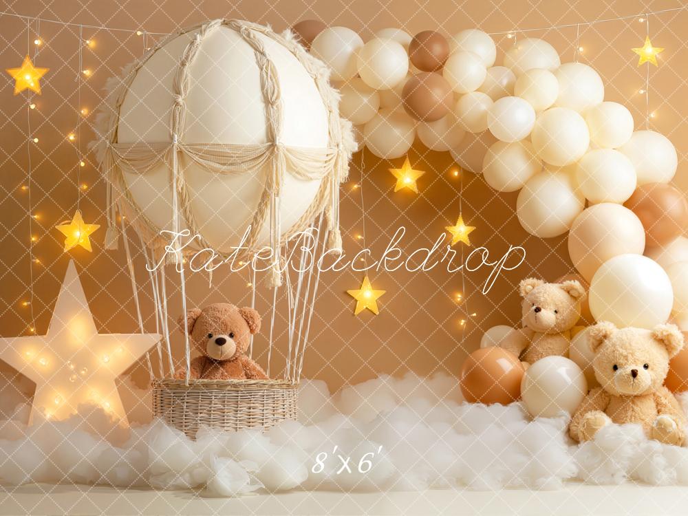Kate Cake Smash Teddy Bears Balloons Stars Fleece Backdrop Designed by Emetselch