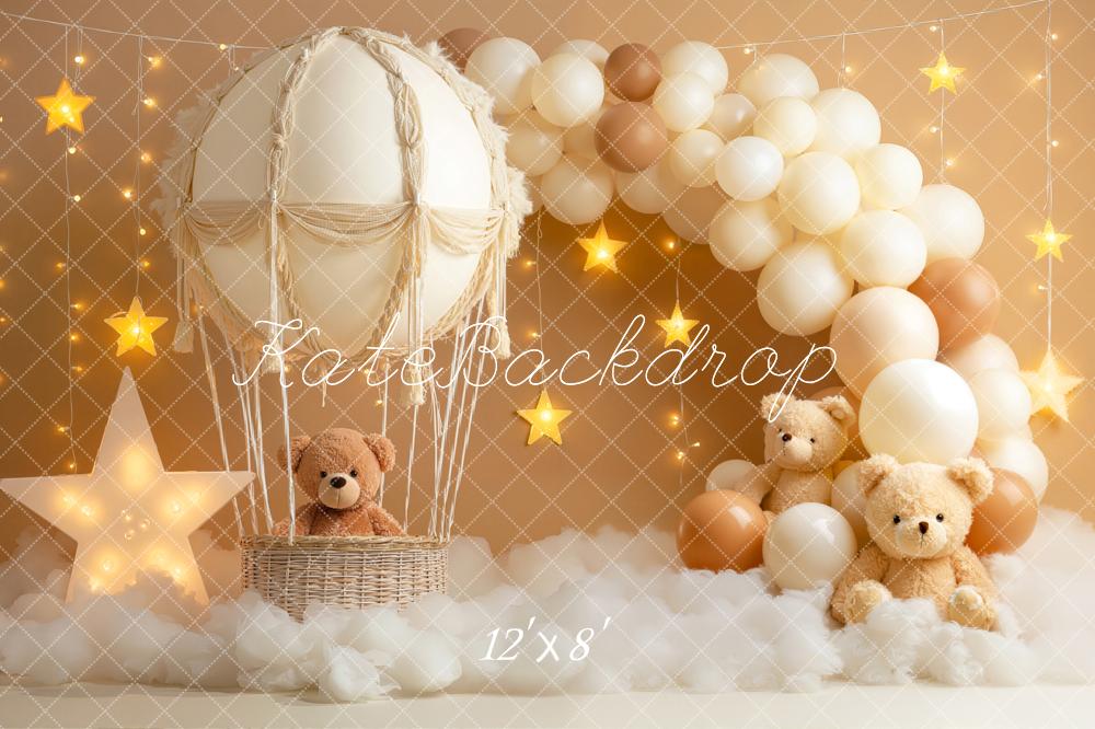 Kate Cake Smash Teddy Bears Balloons Stars Fleece Backdrop Designed by Emetselch - Image 4