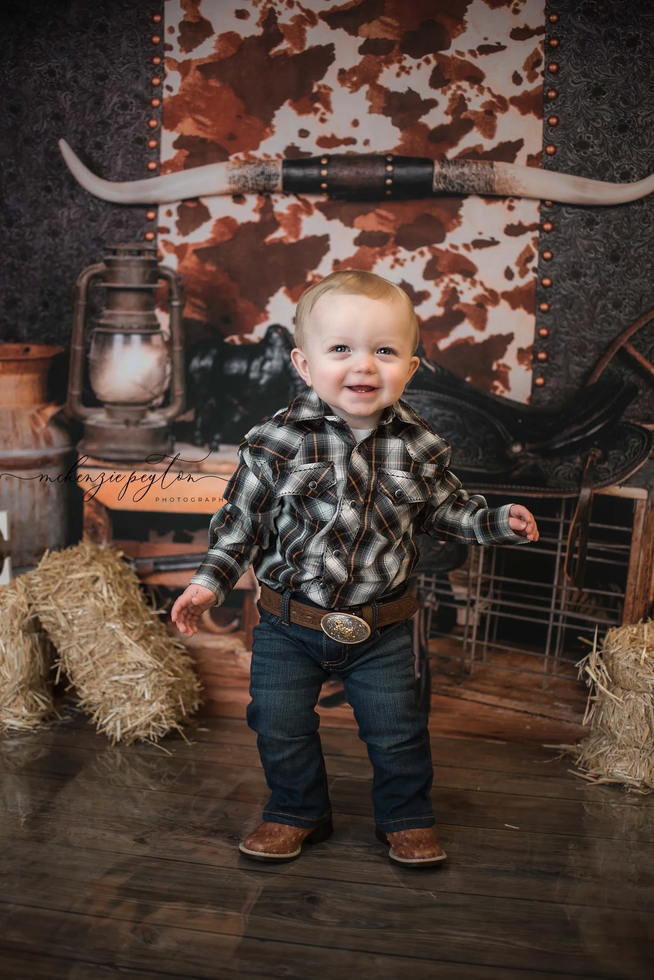 Kate Cake Smash Wild West Fleece Backdrop Designed by Arica Kirby - Image 6