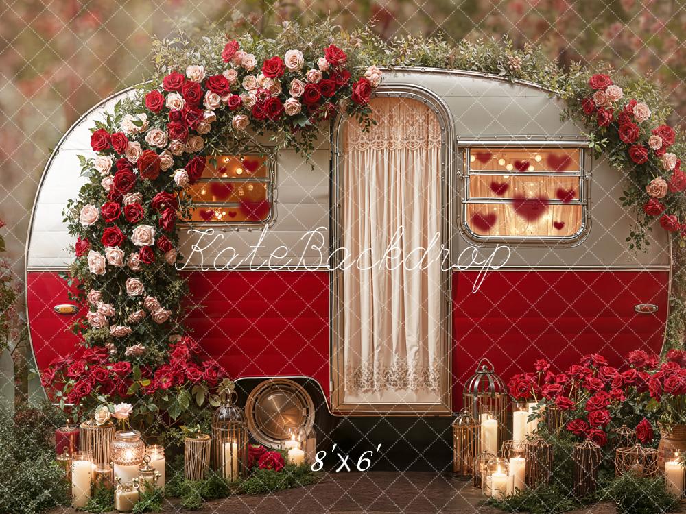 Kate Caravan Roses Candles Red Fleece Backdrop Designed by Emetselch