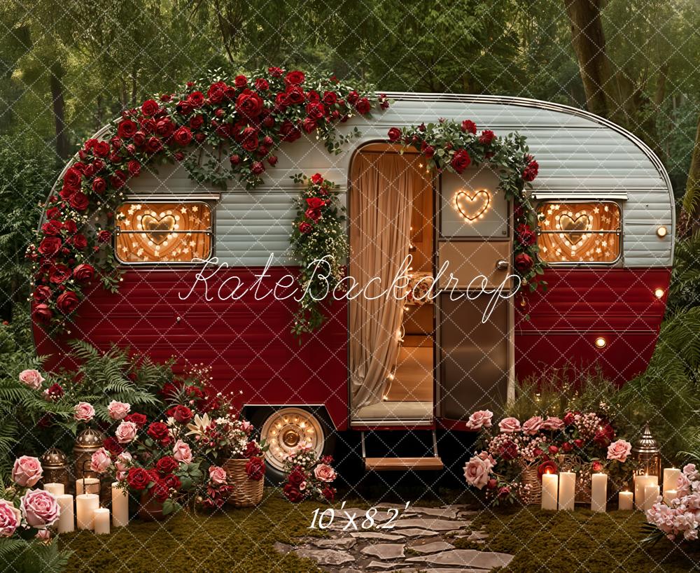 Kate Caravan Roses Fairy Lights Fleece Backdrop Designed by Emetselch - Image 3