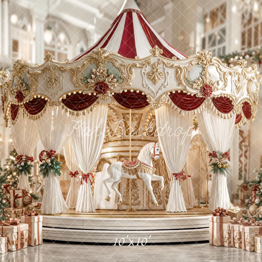 Kate Carousel Christmas Tree Presents Backdrop Designed by Emetselch - Image 7