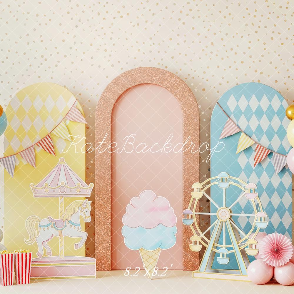 Kate Carousel Ferris Wheel Balloons Pastel Backdrop Designed by Patty Robert - Image 5