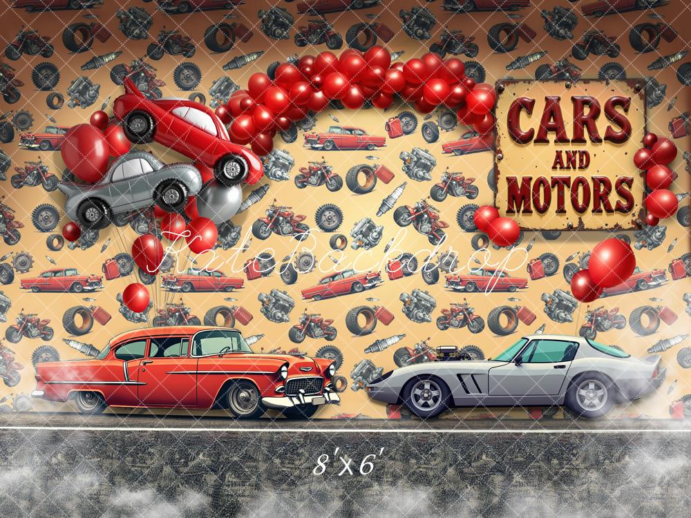 Kate Cars Motors Balloons Pattern Backdrop Designed by Laura Bybee - Image 3