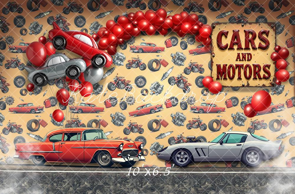 Kate Cars Motors Balloons Pattern Backdrop Designed by Laura Bybee - Image 4