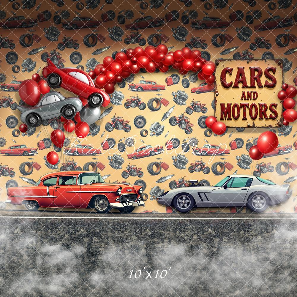 Kate Cars Motors Balloons Pattern Backdrop Designed by Laura Bybee - Image 7