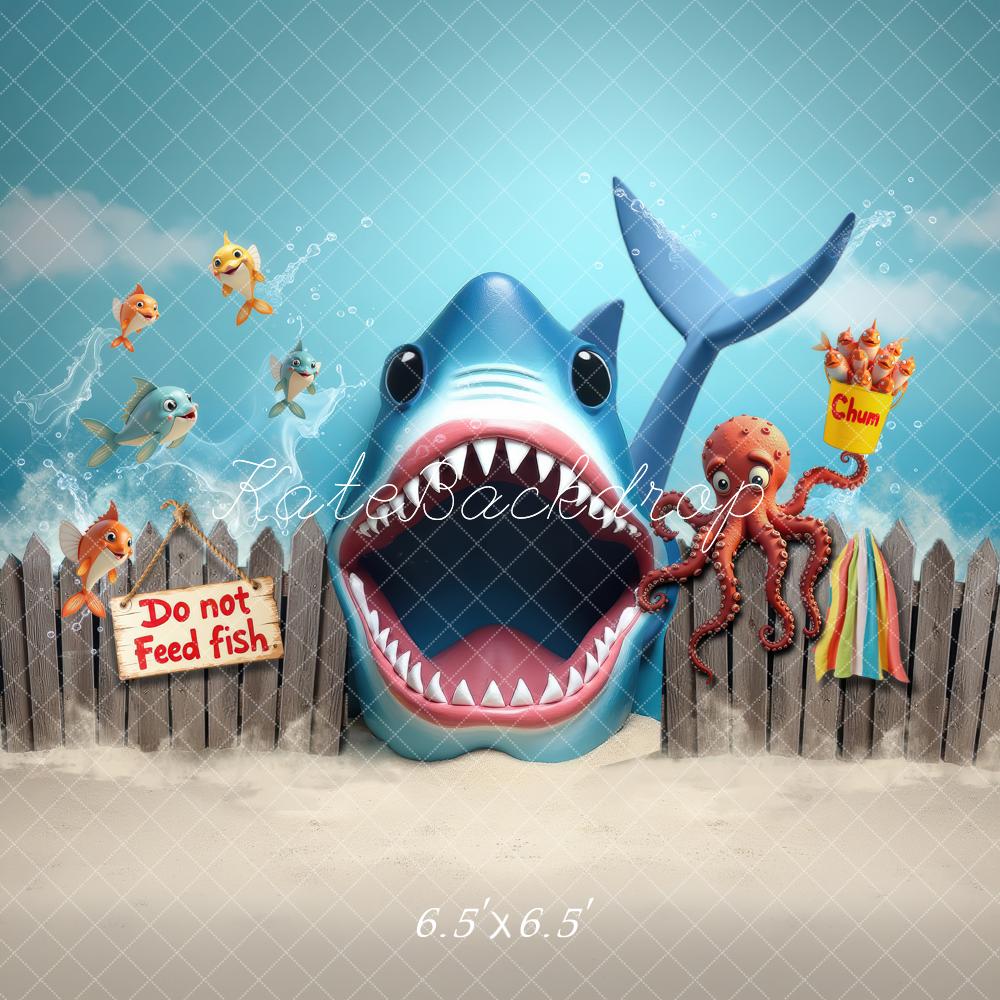 Kate Cartoon Shark Fish Chum Octopus Fence Backdrop Designed by Laura Bybee - Image 2