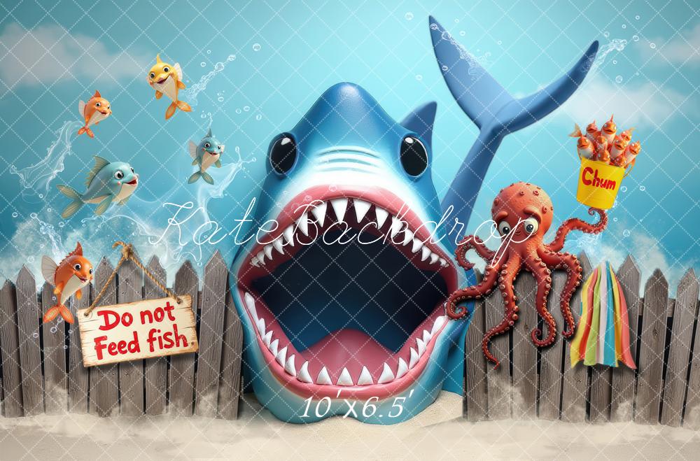 Kate Cartoon Shark Fish Chum Octopus Fence Backdrop Designed by Laura Bybee - Image 4