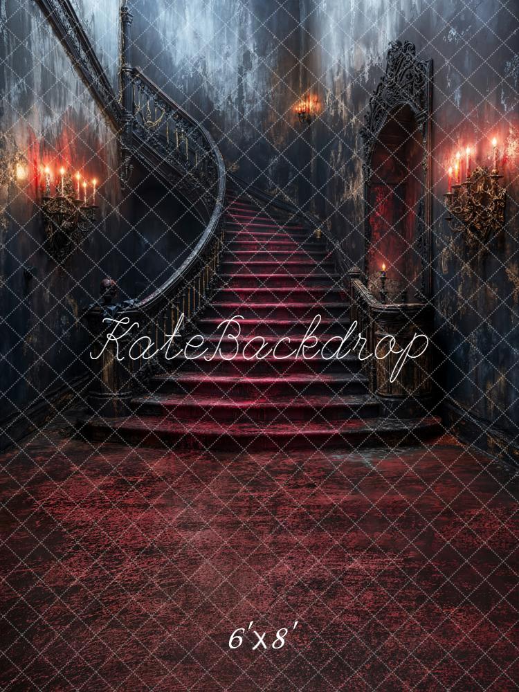 Kate Halooween Cascading Stairs Gothic Fleece Backdrop Designed by Emetselch