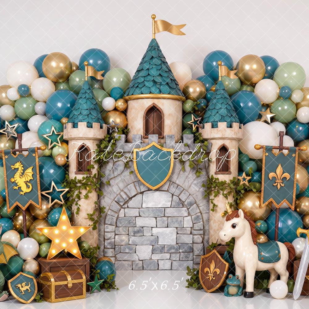 Kate Castle Dragon Unicorn Medieval Shields Backdrop Designed by Mini MakeBelieve - Image 2