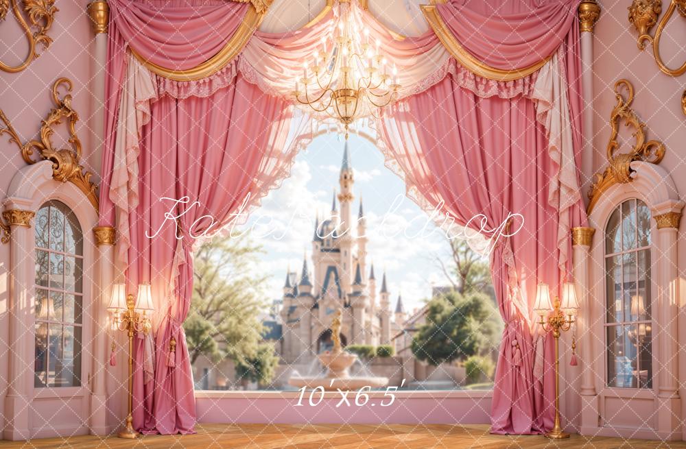 Kate Castle Pink Curtains Window Backdrop Designed by Emetselch - Image 6
