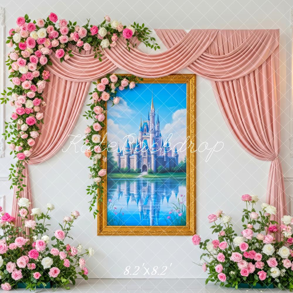 Kate Castle Window Pink Roses Curtains Backdrop Designed by Patty Robert - Image 5