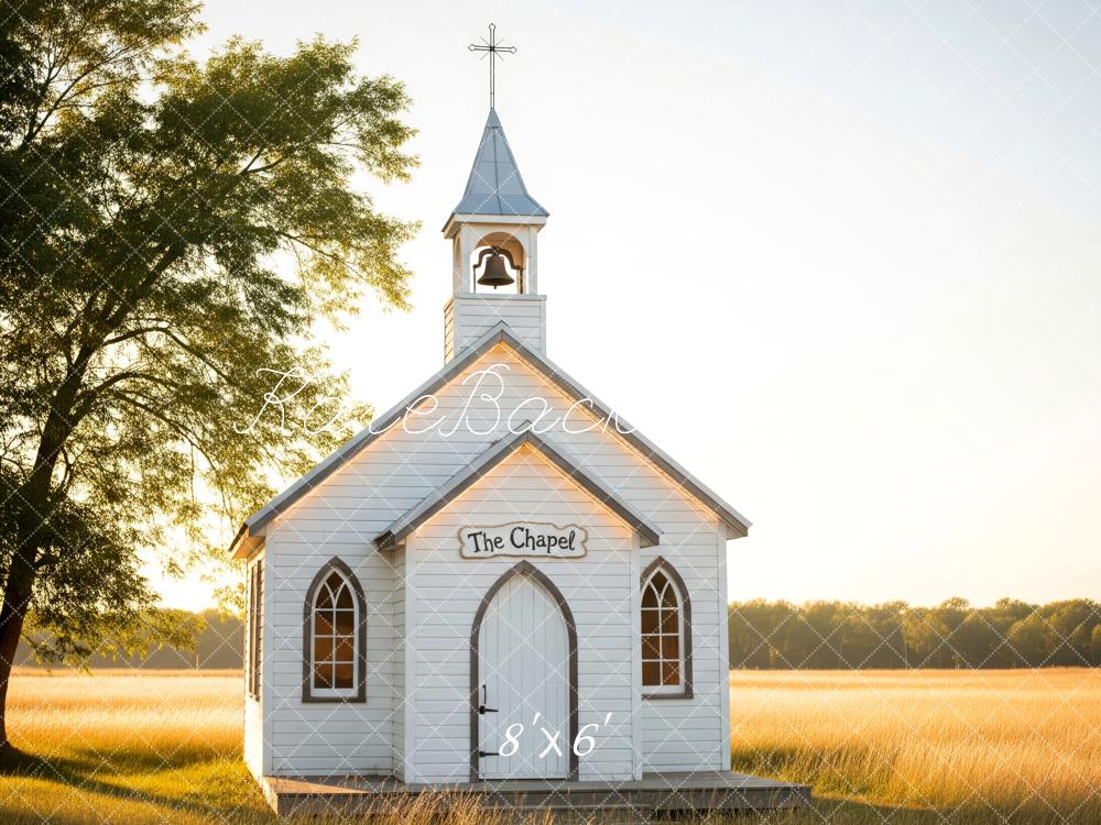 Kate Chapel White Church Field Fleece Backdrop Designed by Patty Robert