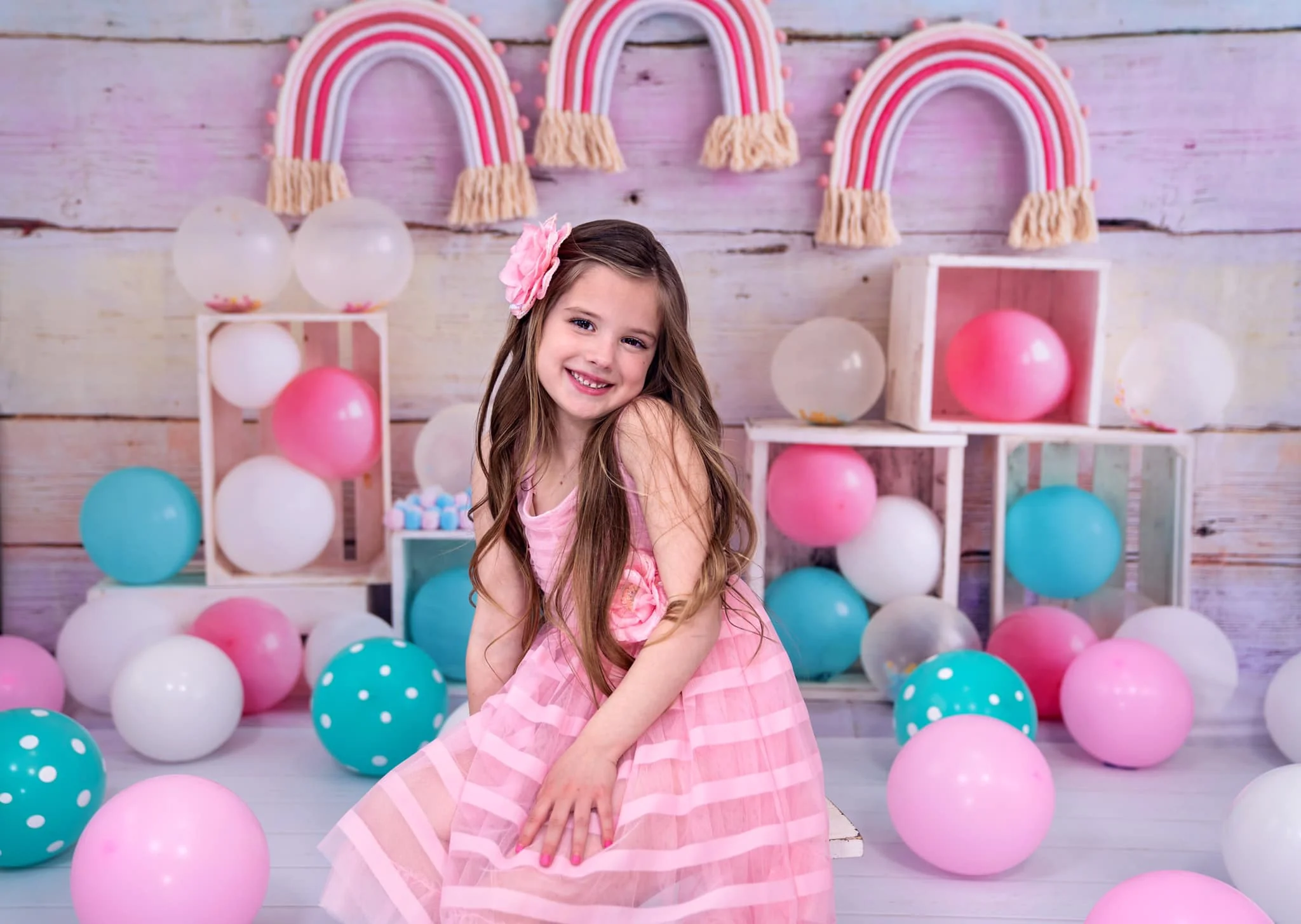 Kate Children Rainbow Balloons Cake Smash Backdrop Designed by Emetselch