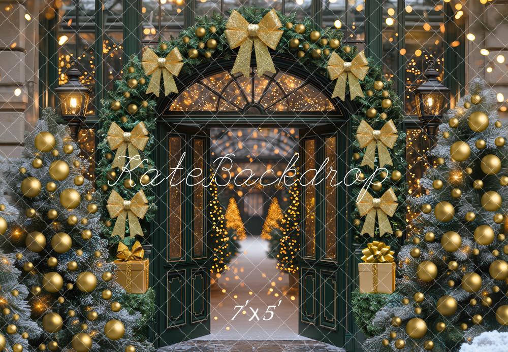 Kate Christmas Arch Garland Golden Ornaments Backdrop Designed by Mini MakeBelieve