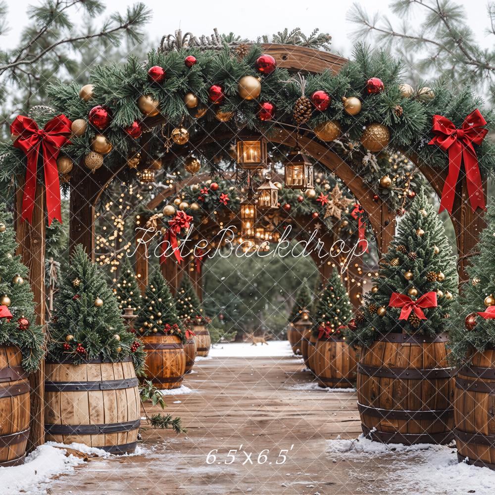 Kate Christmas Arch Garland Lanterns Trees Backdrop Designed by Emetselch - Image 3