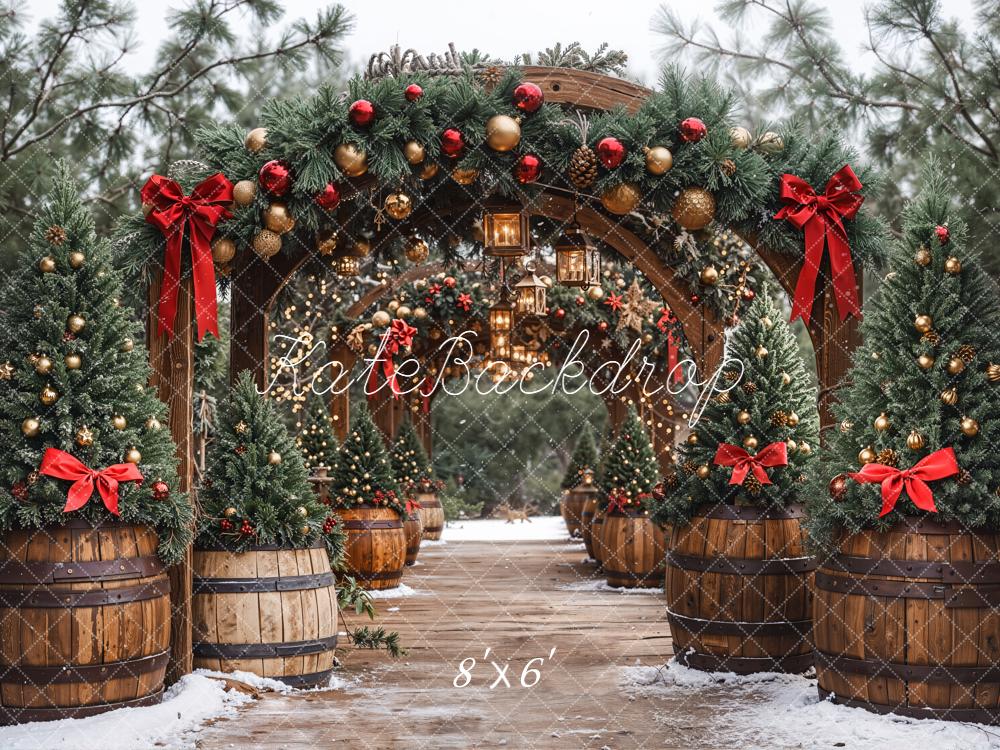Kate Christmas Arch Garland Lanterns Trees Backdrop Designed by Emetselch - Image 4