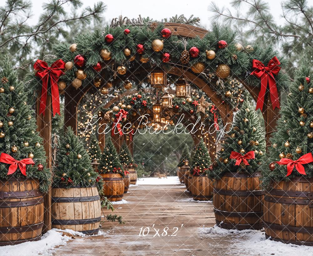 Kate Christmas Arch Garland Lanterns Trees Backdrop Designed by Emetselch - Image 7
