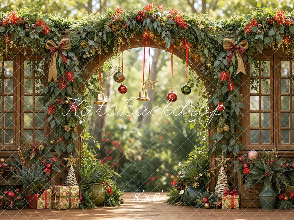 Kate Christmas Arch Garland Ornaments Fleece Backdrop Designed by Emetselch