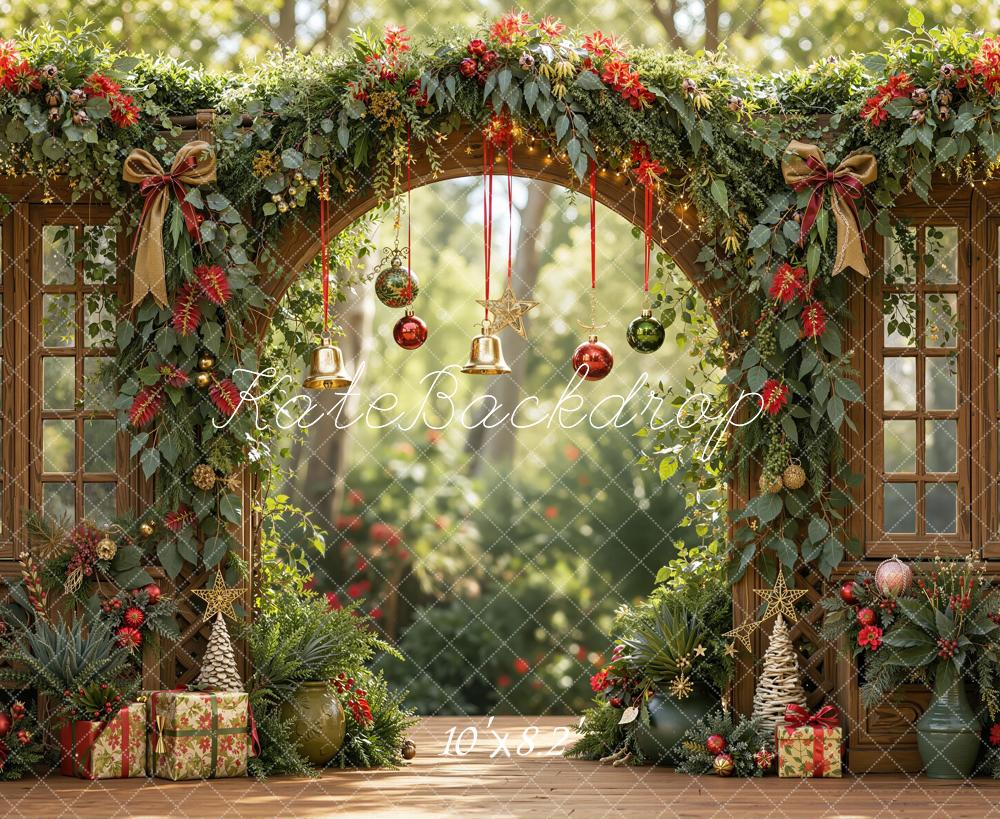 Kate Christmas Arch Garland Ornaments Fleece Backdrop Designed by Emetselch - Image 3