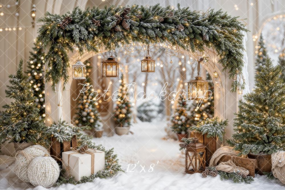 Kate Christmas Arch Garland Snow Trees Backdrop Designed by Emetselch - Image 28