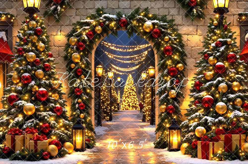 Kate Christmas Arch Garland Snowy Trees Gifts Backdrop Designed by Mini MakeBelieve - Image 4