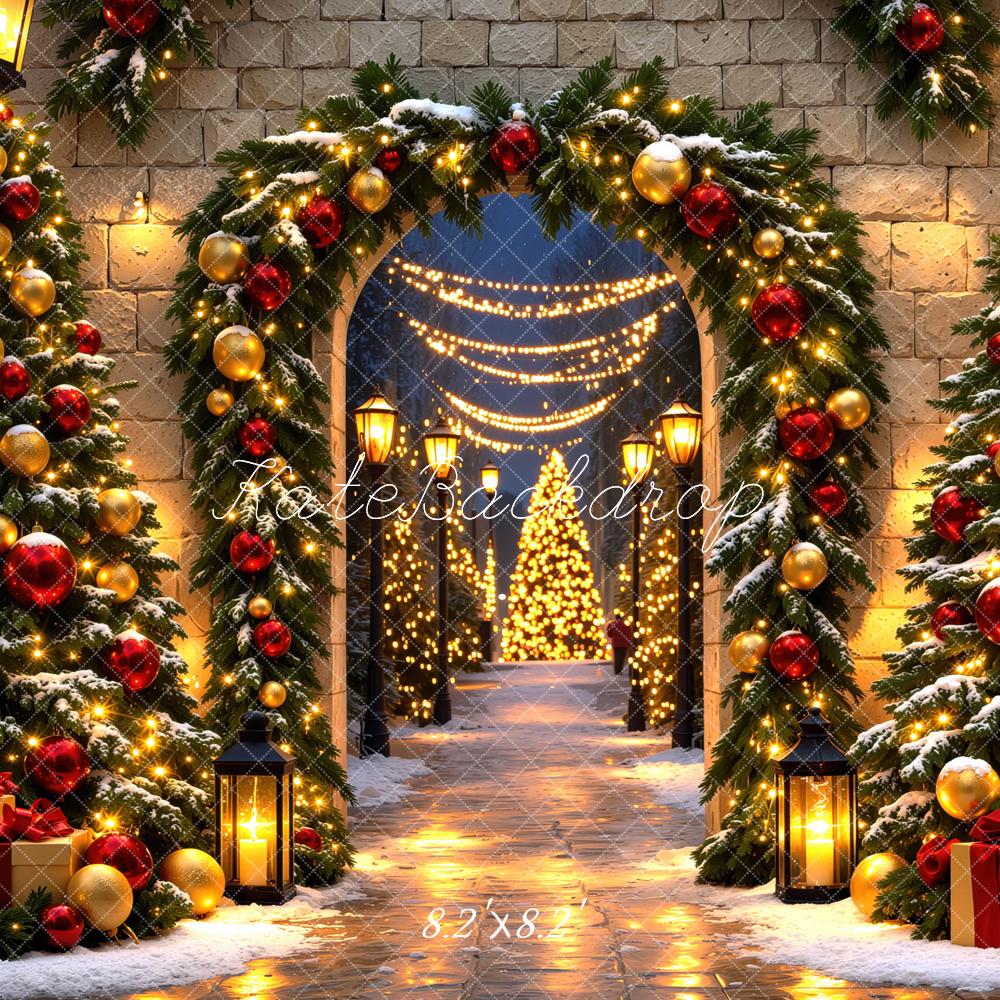 Kate Christmas Arch Garland Snowy Trees Gifts Backdrop Designed by Mini MakeBelieve - Image 5
