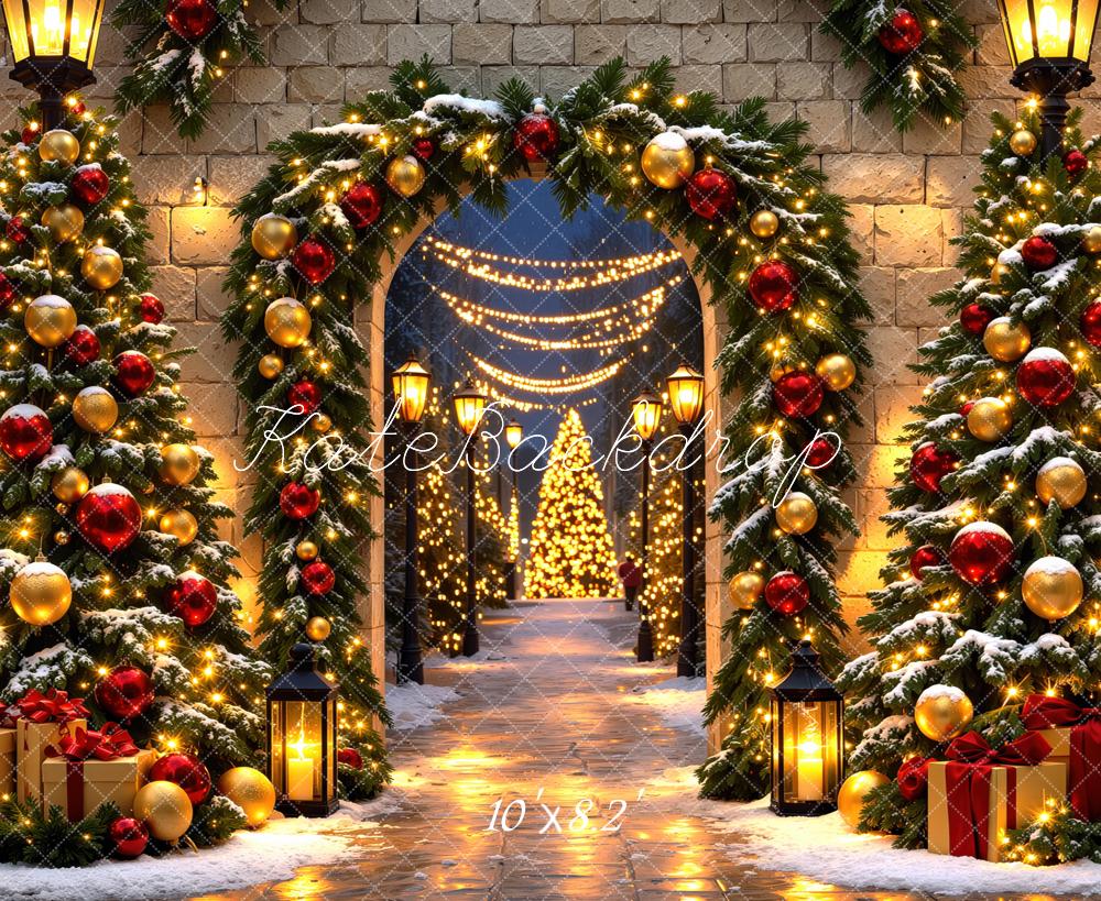Kate Christmas Arch Garland Snowy Trees Gifts Backdrop Designed by Mini MakeBelieve - Image 6