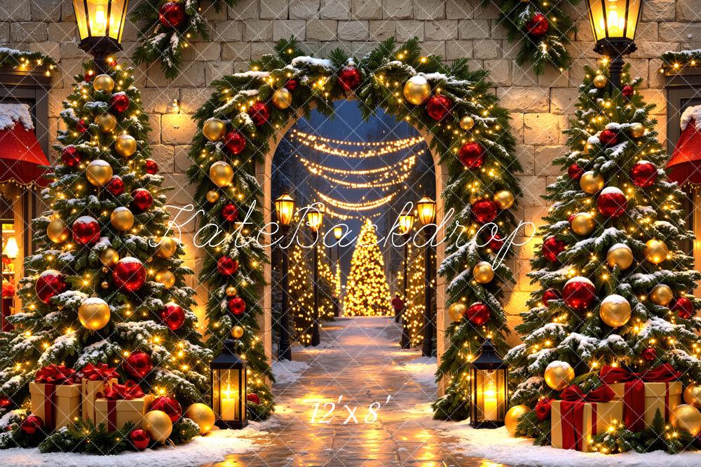 Kate Christmas Arch Garland Snowy Trees Gifts Backdrop Designed by Mini MakeBelieve - Image 8