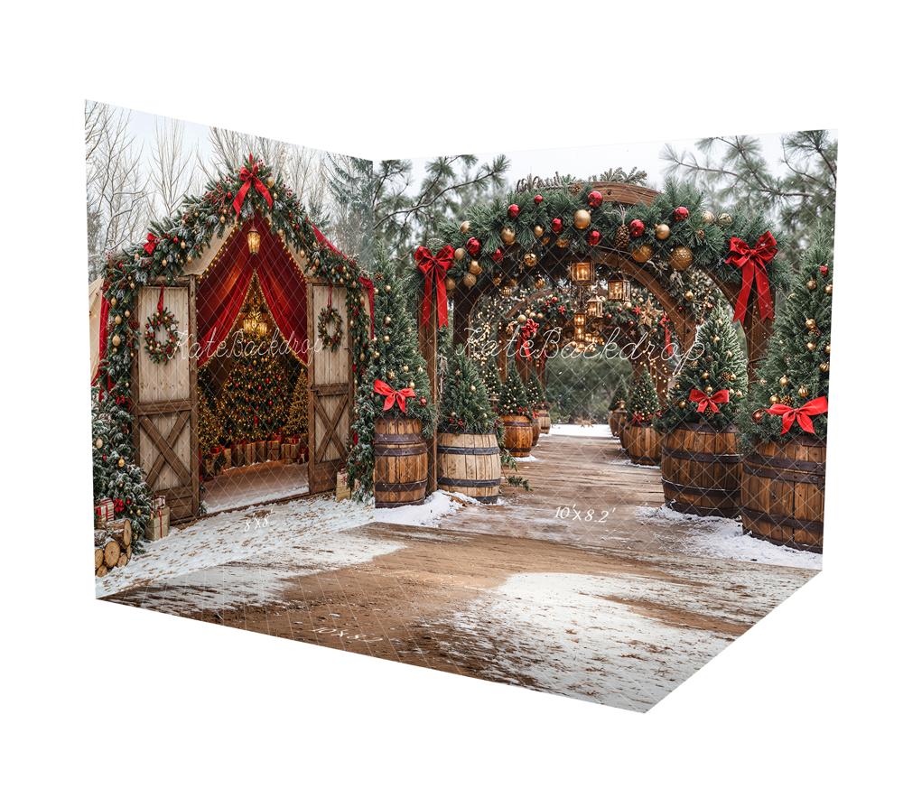 Kate Christmas Arch Garland Wooden Barrels Room Set