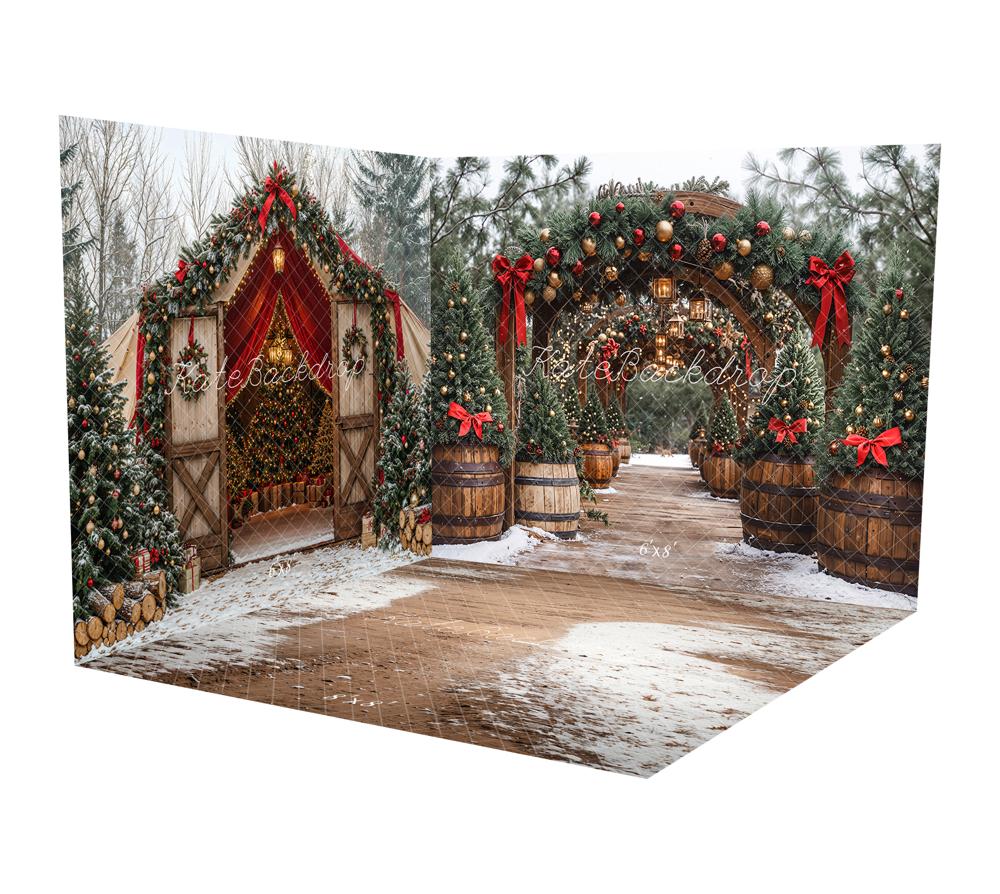 Kate Christmas Arch Garland Wooden Barrels Room Set - Image 2
