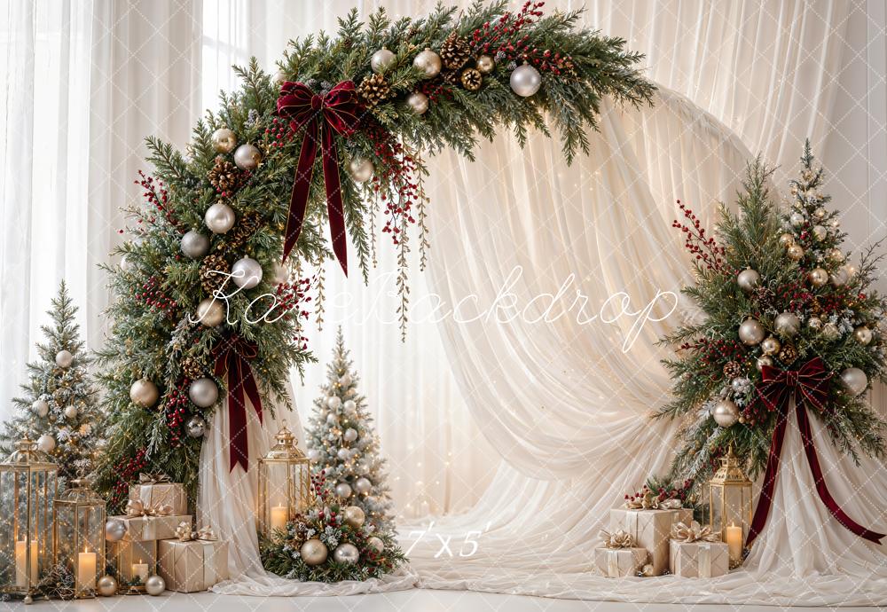 Kate Christmas Arch Gift Boxes Cream Backdrop Designed by Emetselch