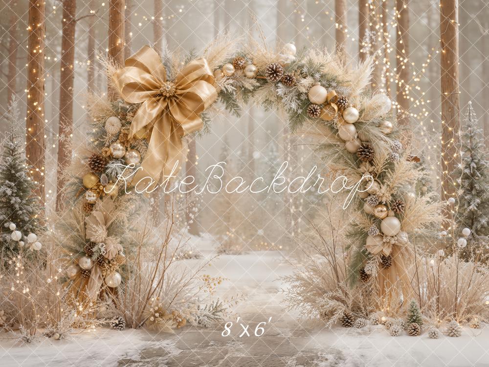 Kate Christmas Arch Gold Ornaments Forest Backdrop Designed by Emetselch - Image 3
