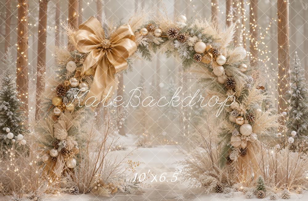 Kate Christmas Arch Gold Ornaments Forest Backdrop Designed by Emetselch - Image 4