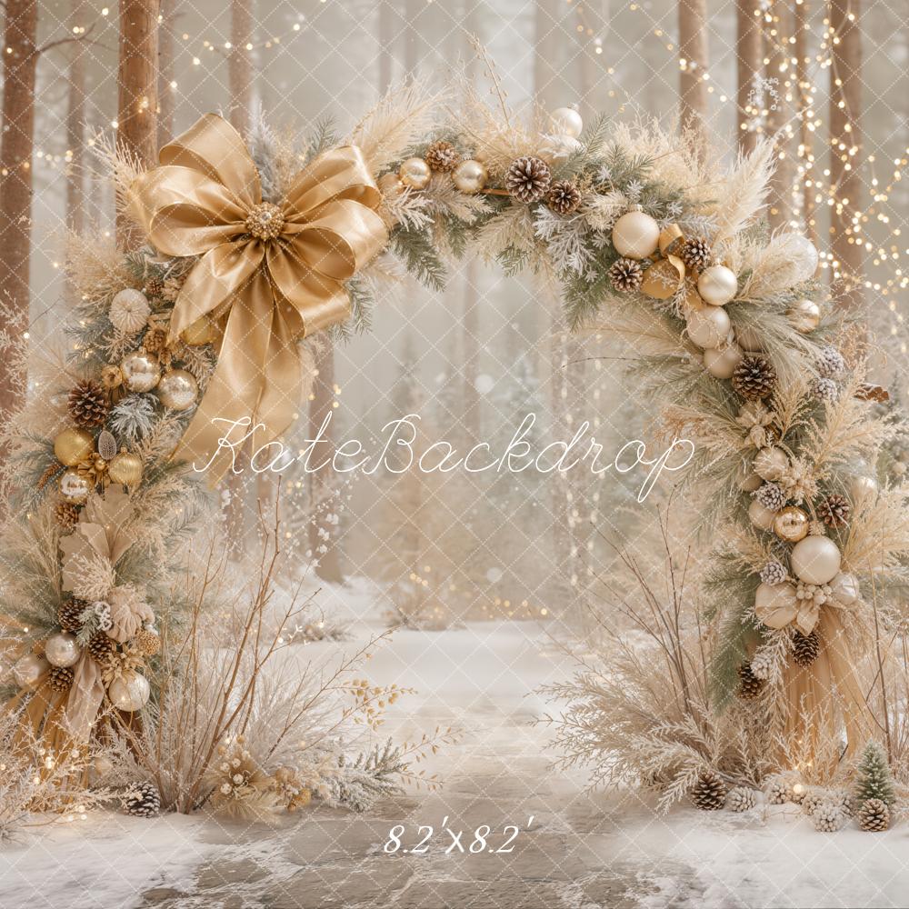 Kate Christmas Arch Gold Ornaments Forest Backdrop Designed by Emetselch - Image 5
