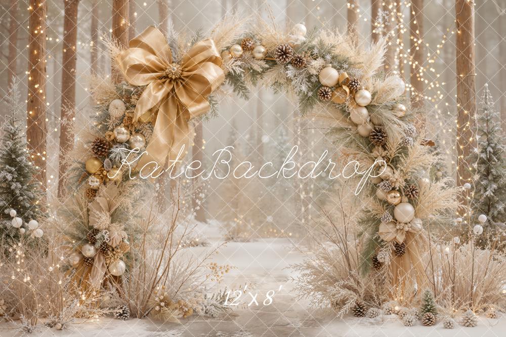 Kate Christmas Arch Gold Ornaments Forest Backdrop Designed by Emetselch - Image 8