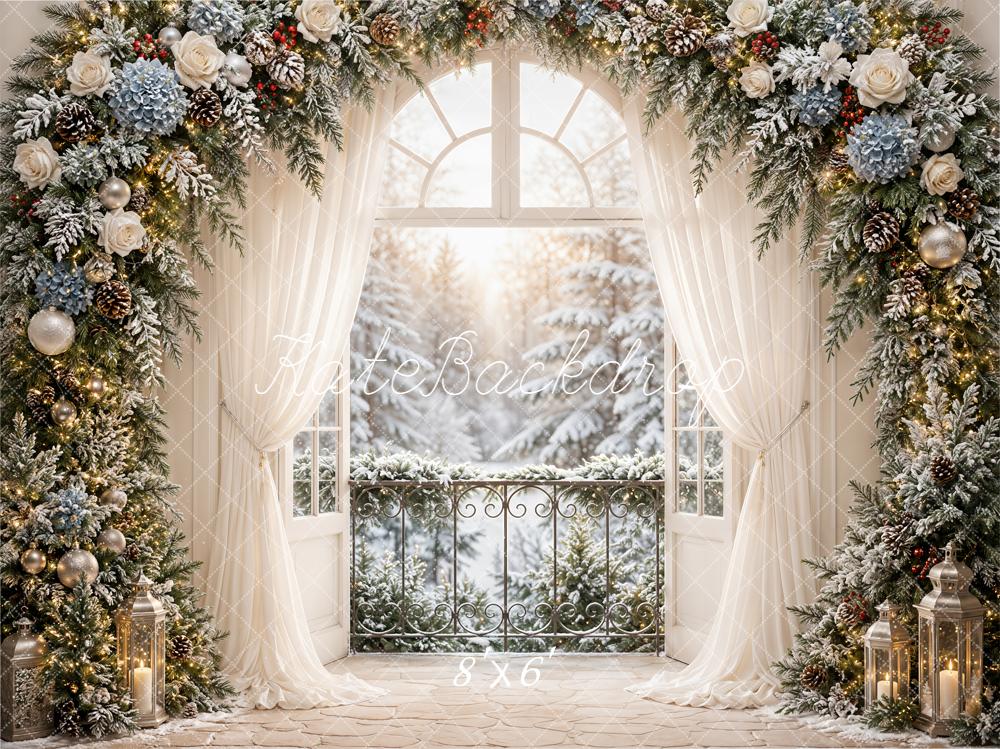 Kate Christmas Arch Snowy Trees Backdrop Designed by Emetselch - Image 3