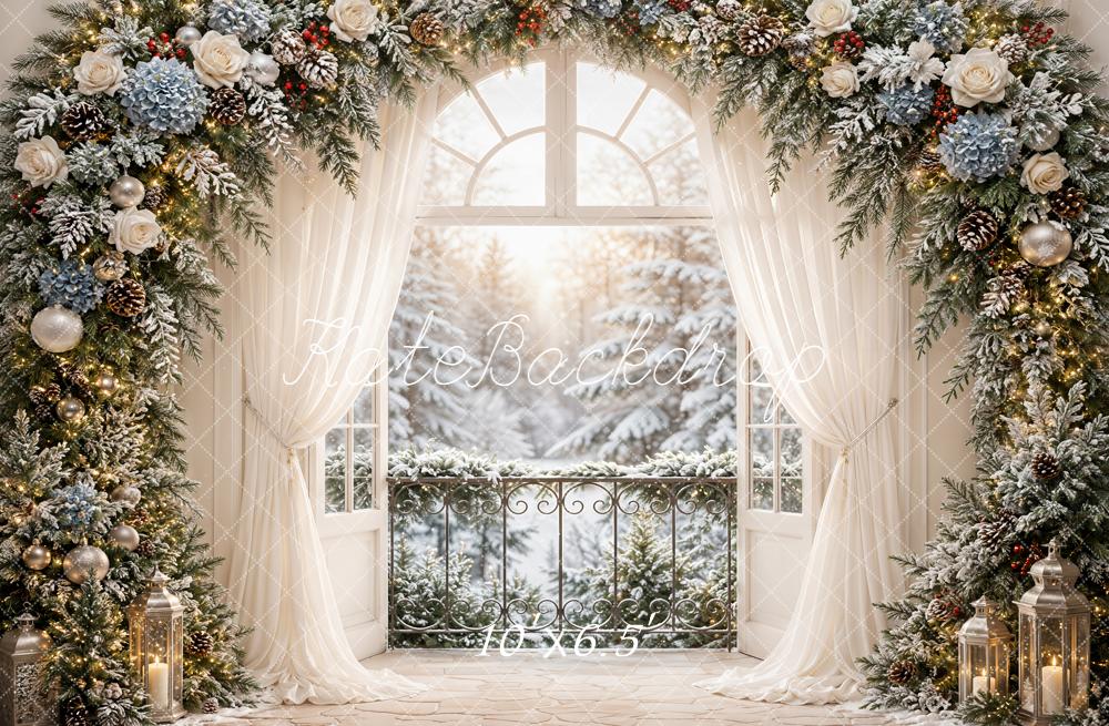 Kate Christmas Arch Snowy Trees Backdrop Designed by Emetselch - Image 4