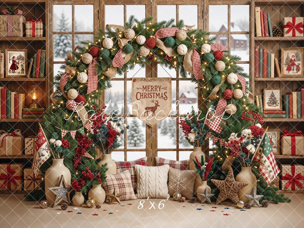 Kate Christmas Arch Window Bookshelves Backdrop Designed by Emetselch - Image 6