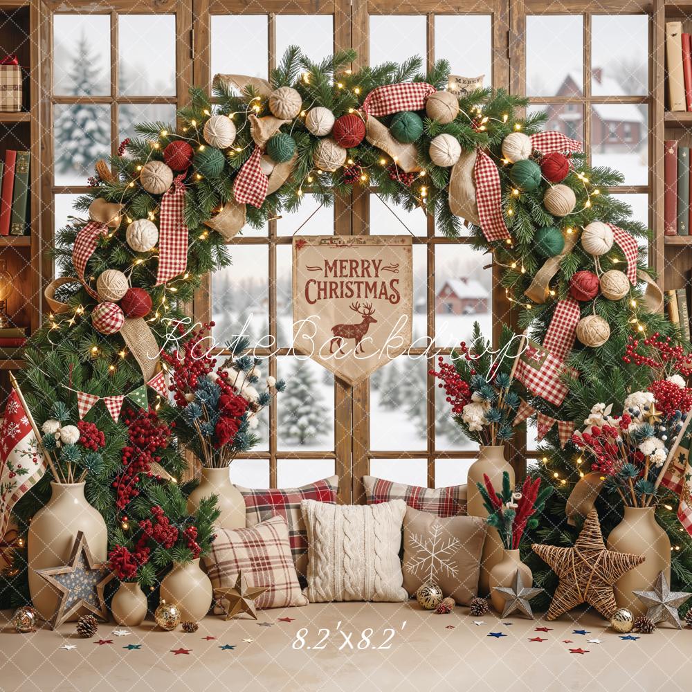 Kate Christmas Arch Window Bookshelves Backdrop Designed by Emetselch - Image 8
