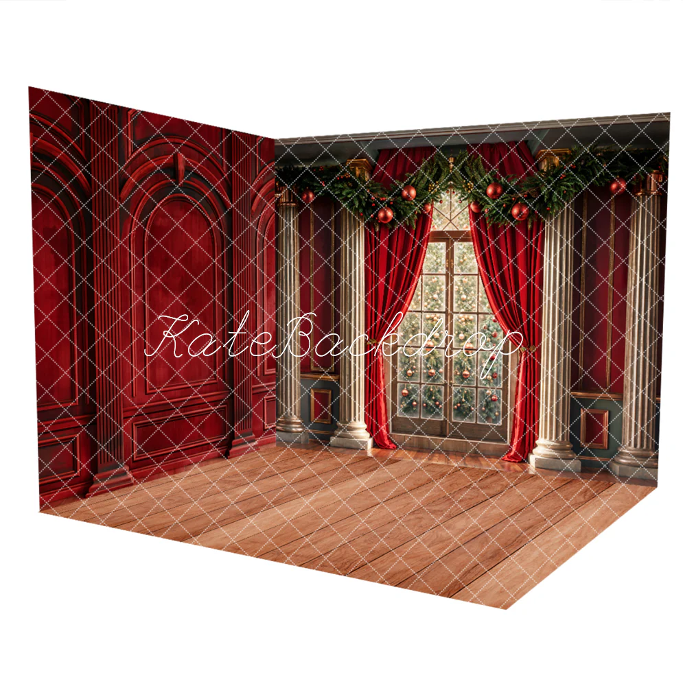 Kate Christmas Arched Window Red Retro Wall Room Set