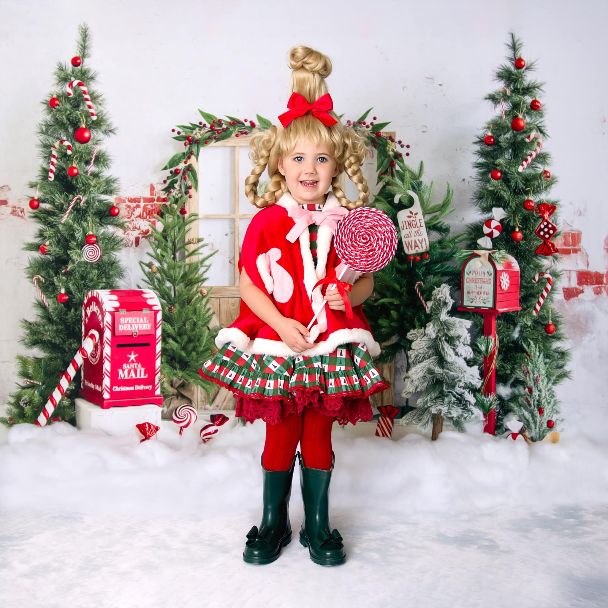 Kate Christmas Backdrop Snow Mailbox Designed by Emetselch